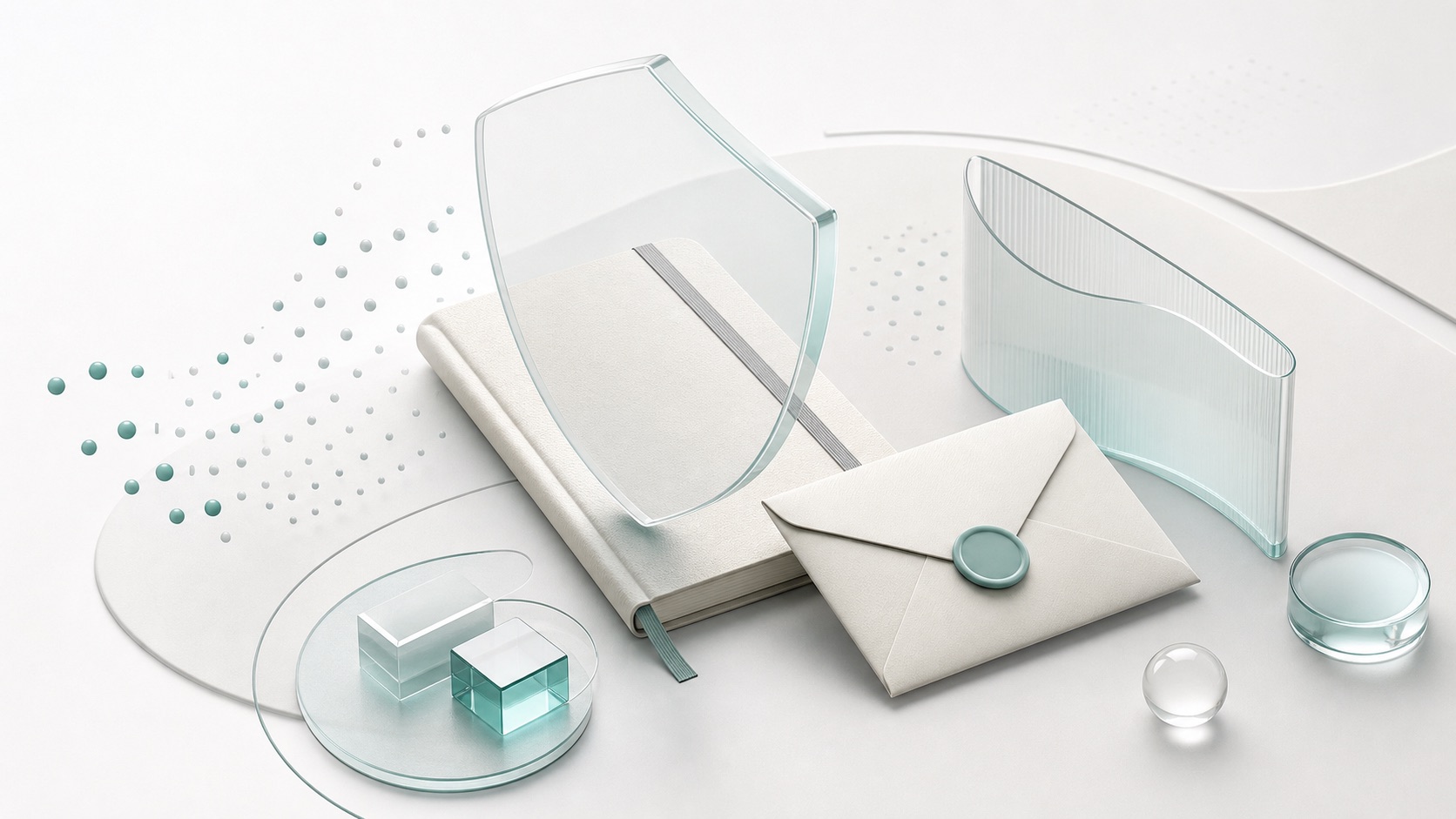 Abstract shield, private journal, and sealed envelope representing private alcohol tracking